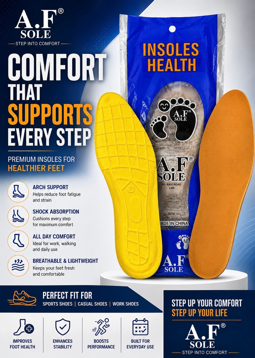 12 PAIRS OF AF PREMIUM LENGTH INSOLES